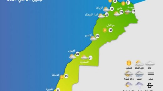 المغرب : توقعات أحوال الطقس لليوم الاثنين 24 ماي 2021