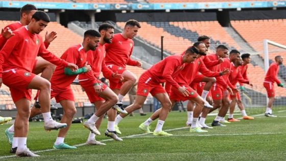 حصة تدريبية للأسود قبل مباراة المغرب وجنوب إفريقيا