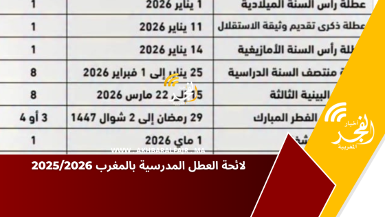 لائحة العطل المدرسية بالمغرب 2025/2026
