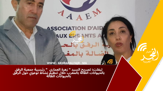 تيفلت: تصريح السيد ” زهرة العماري ” رئيسية جمعية الرفق بالحيوانات الظالة بالمغرب خلال تنظيم نشاط توعوي حول الرفق بالحيوانات الظالة